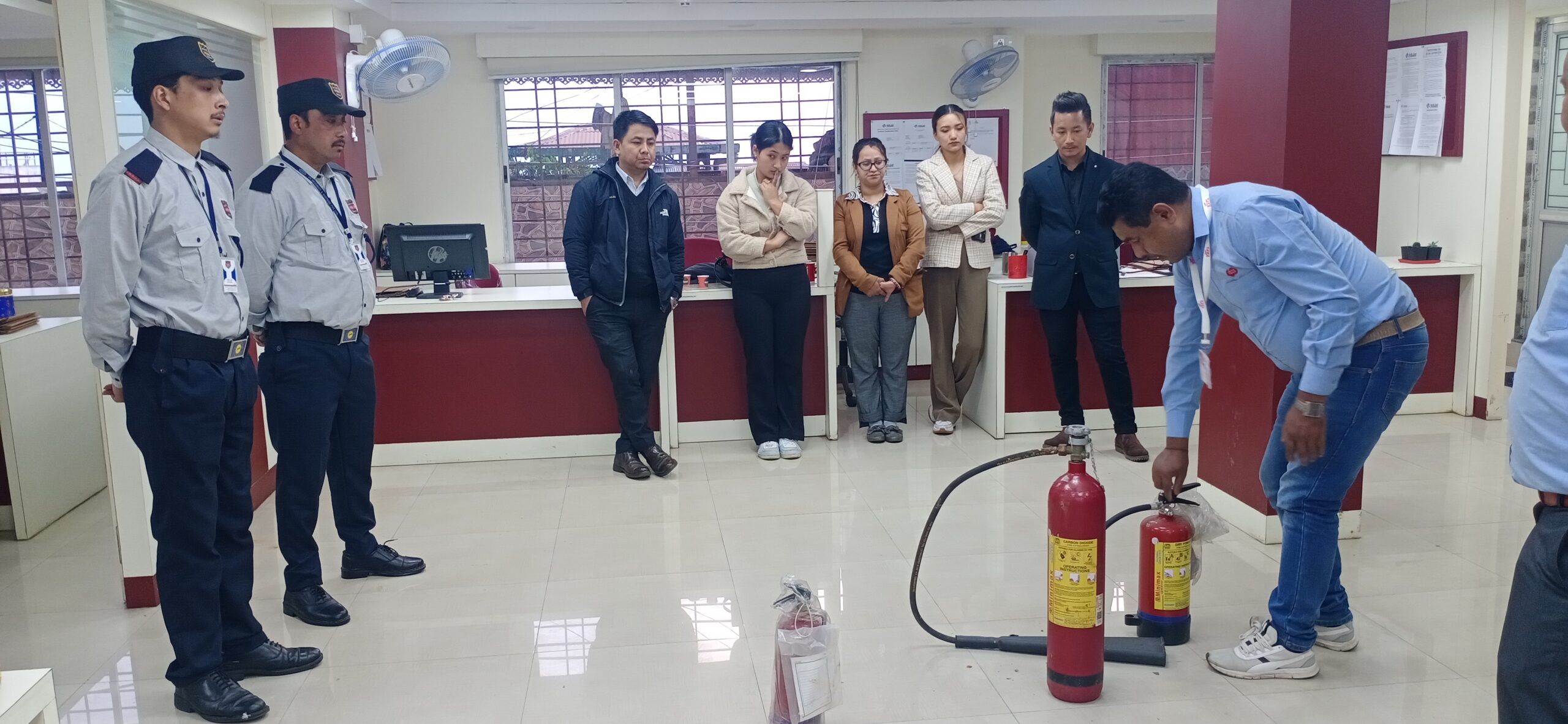 VSPL personnel taking part in practical fire extinguisher training